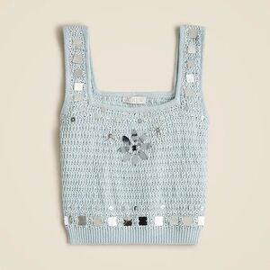 NWT J Crew Sweater-Tank with Hand-Embellished Mirrors in White Size Medium